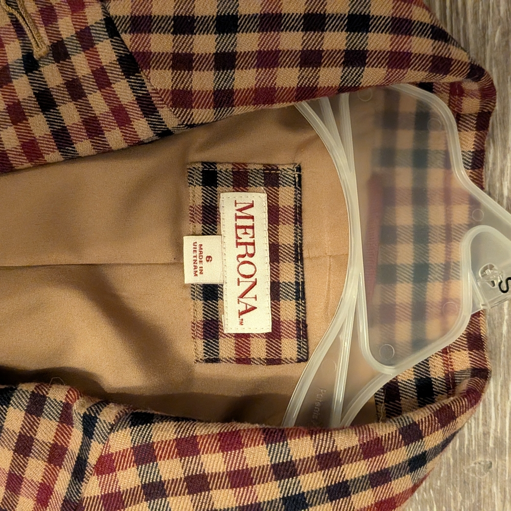 Merona Tan and Red Plaid Blazer - Picture 2 of 3